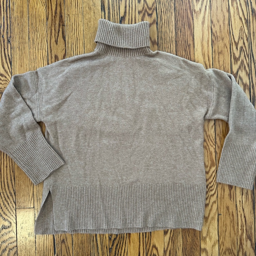 Jcrew Cashmere Turtleneck Cozy Oversized Sweater in Camel